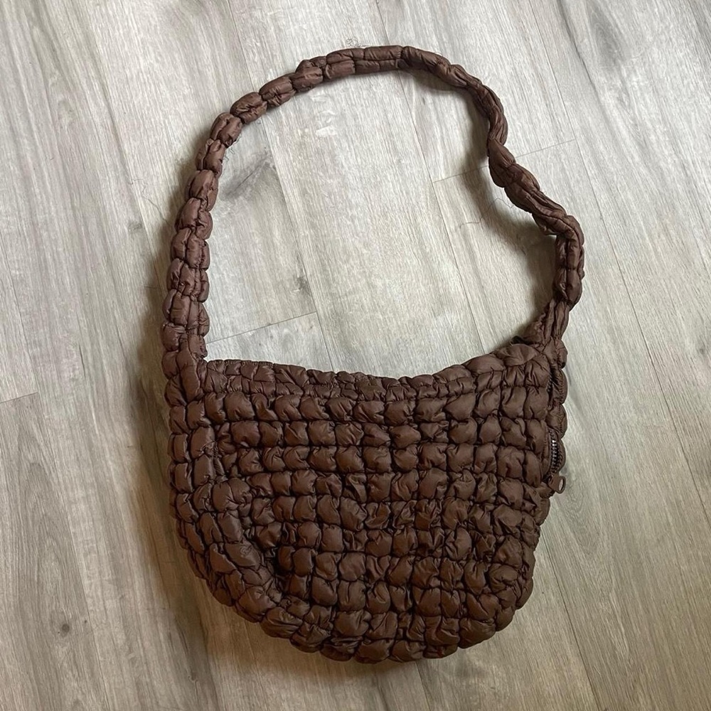 Brown Quilted Shoulder Bag